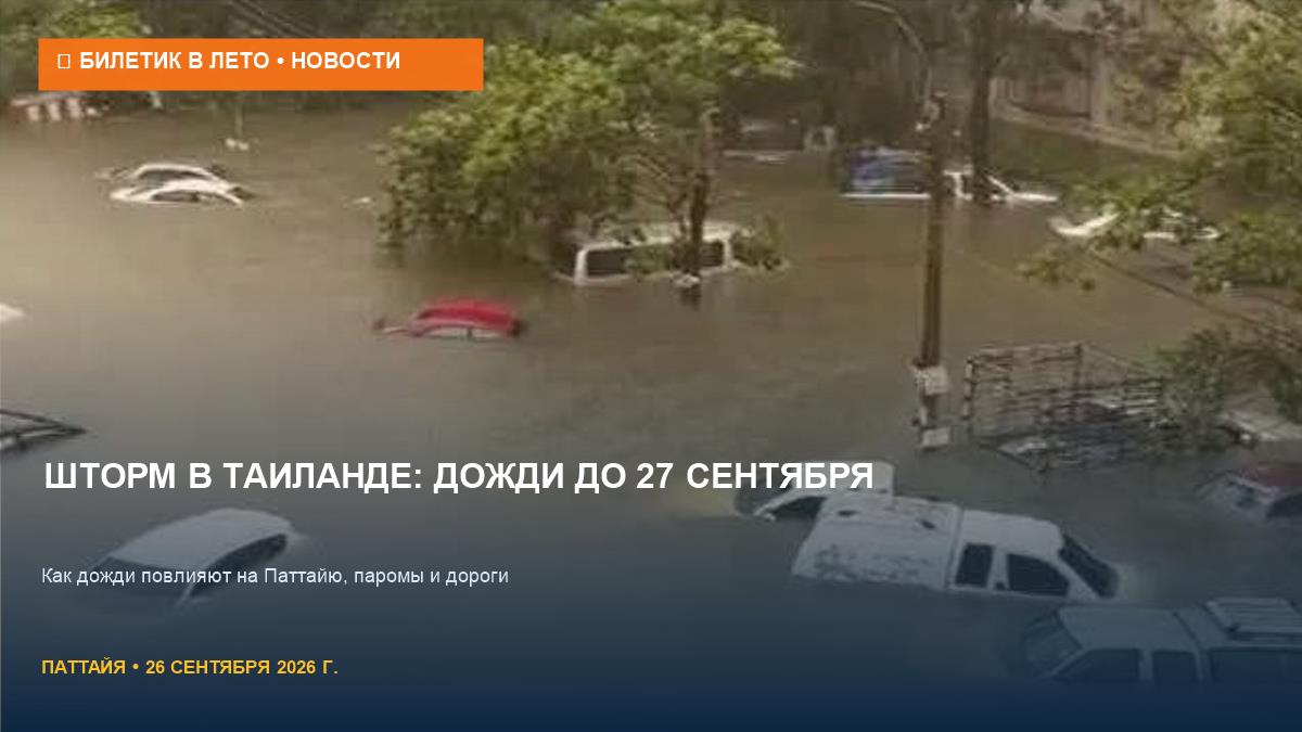 Шторм в Таиланде: прогноз погоды и риски на 27 сентября