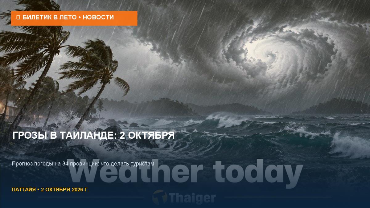 Погода в Таиланде 2 октября: грозы в 34 провинциях