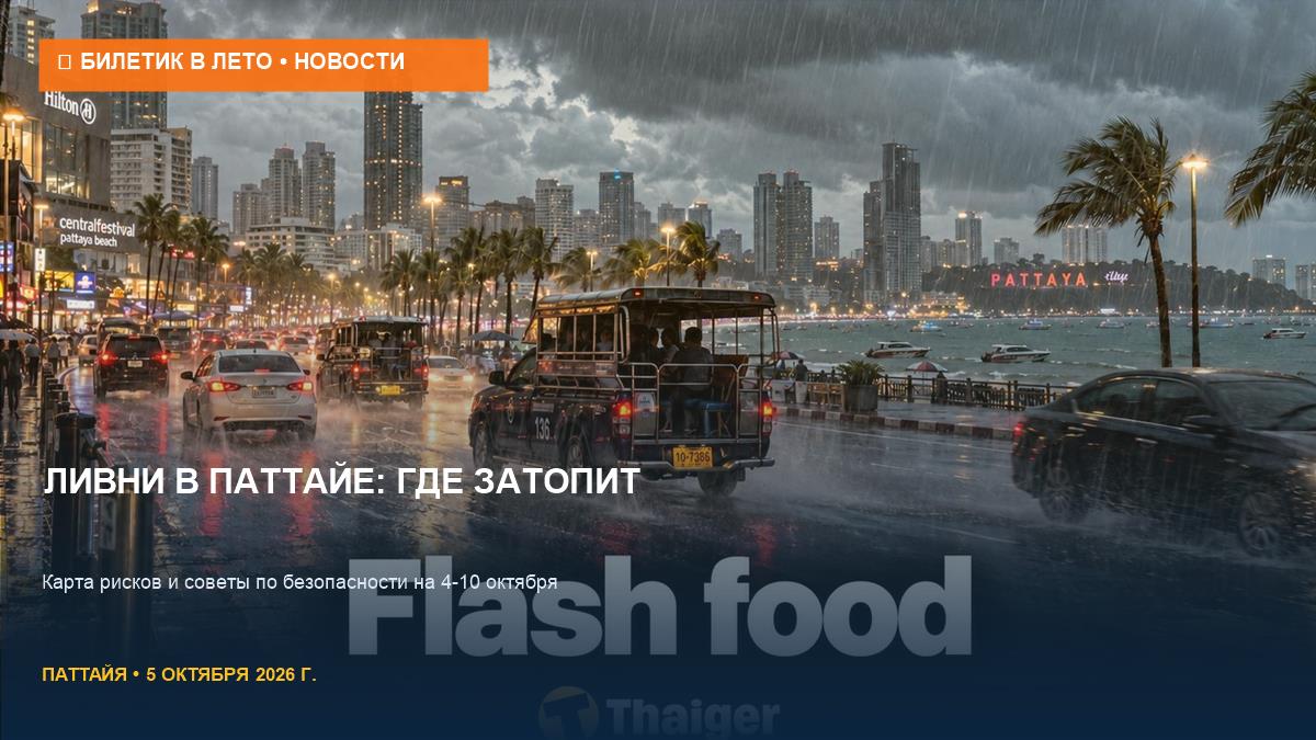 Ливни в Паттайе 4-10 октября: где затопят улицы