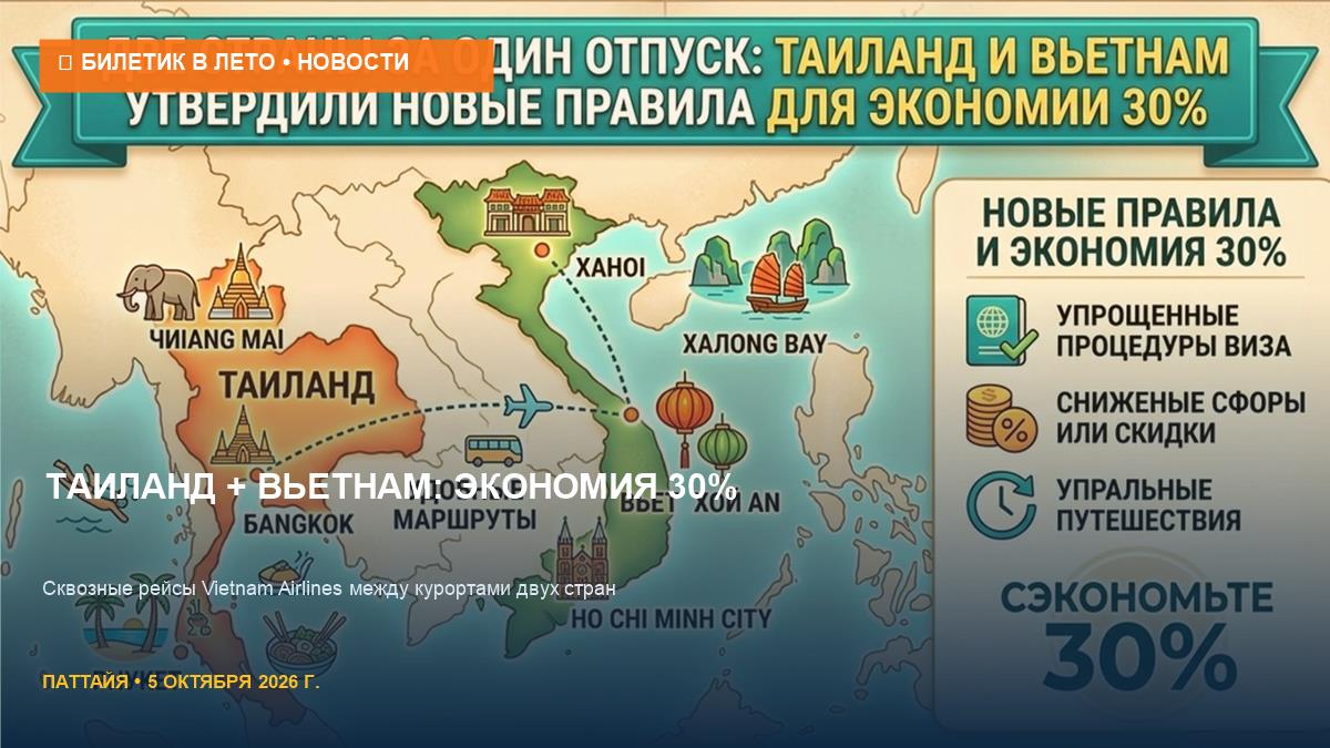 Таиланд и Вьетнам: новый маршрут для экономии 30% на отдыхе